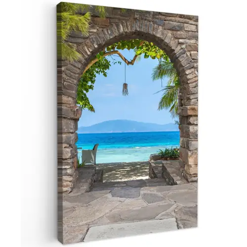 Een poort naar paradijs Tuinposter op houten frame 2 cm dik klein -3d