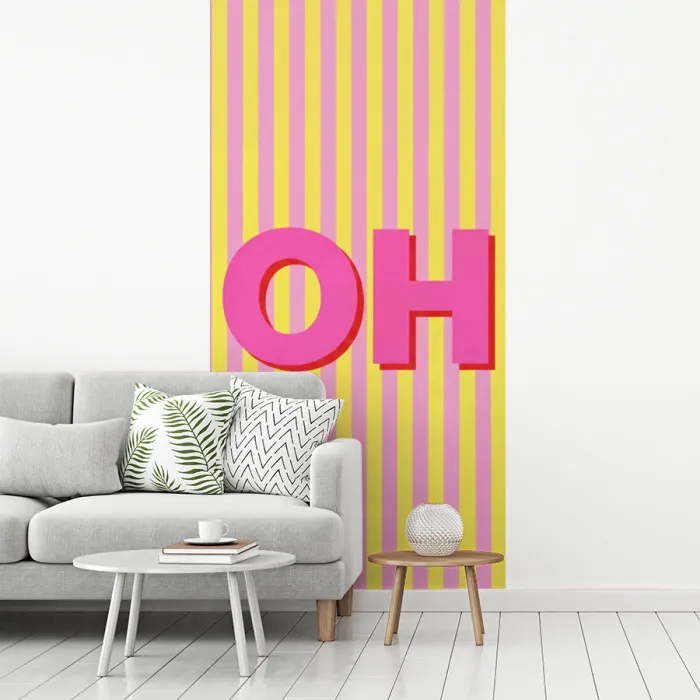 Tekst - Strepen - Roze fotobehang vinyl groot -woonkamer