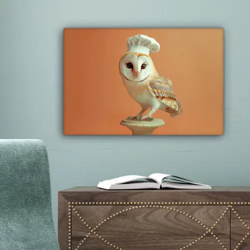 Kerkuil - Koksmuts - Oranje - Vogel canvas 2cm klein -sfeer4