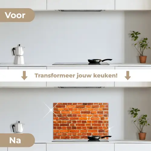 Bakstenen - Muur - Rood keuken achterwand spatscherm klein 900 -voor_na_NL