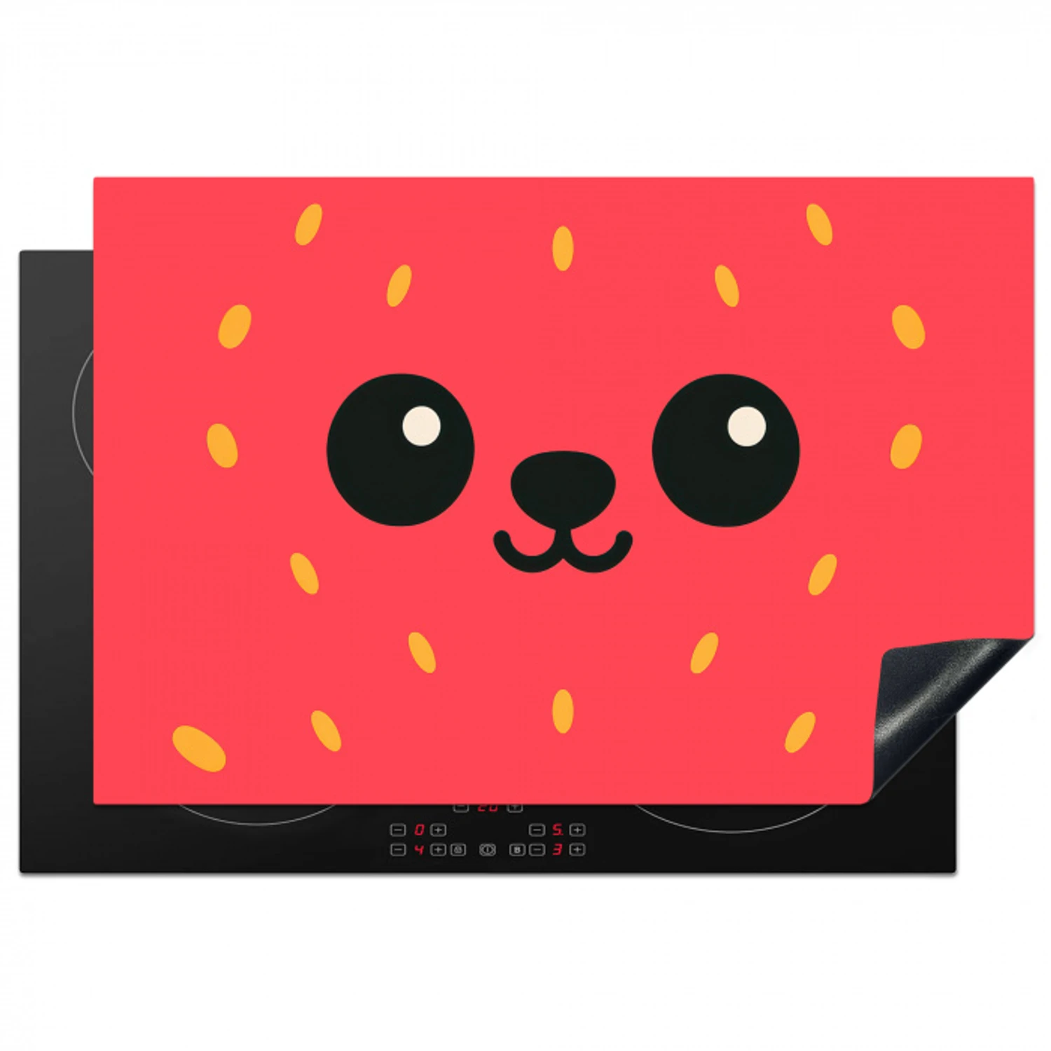 Kat - Aardbei - Cartoon Inductie beschermer vinyl 3mm klein -3d