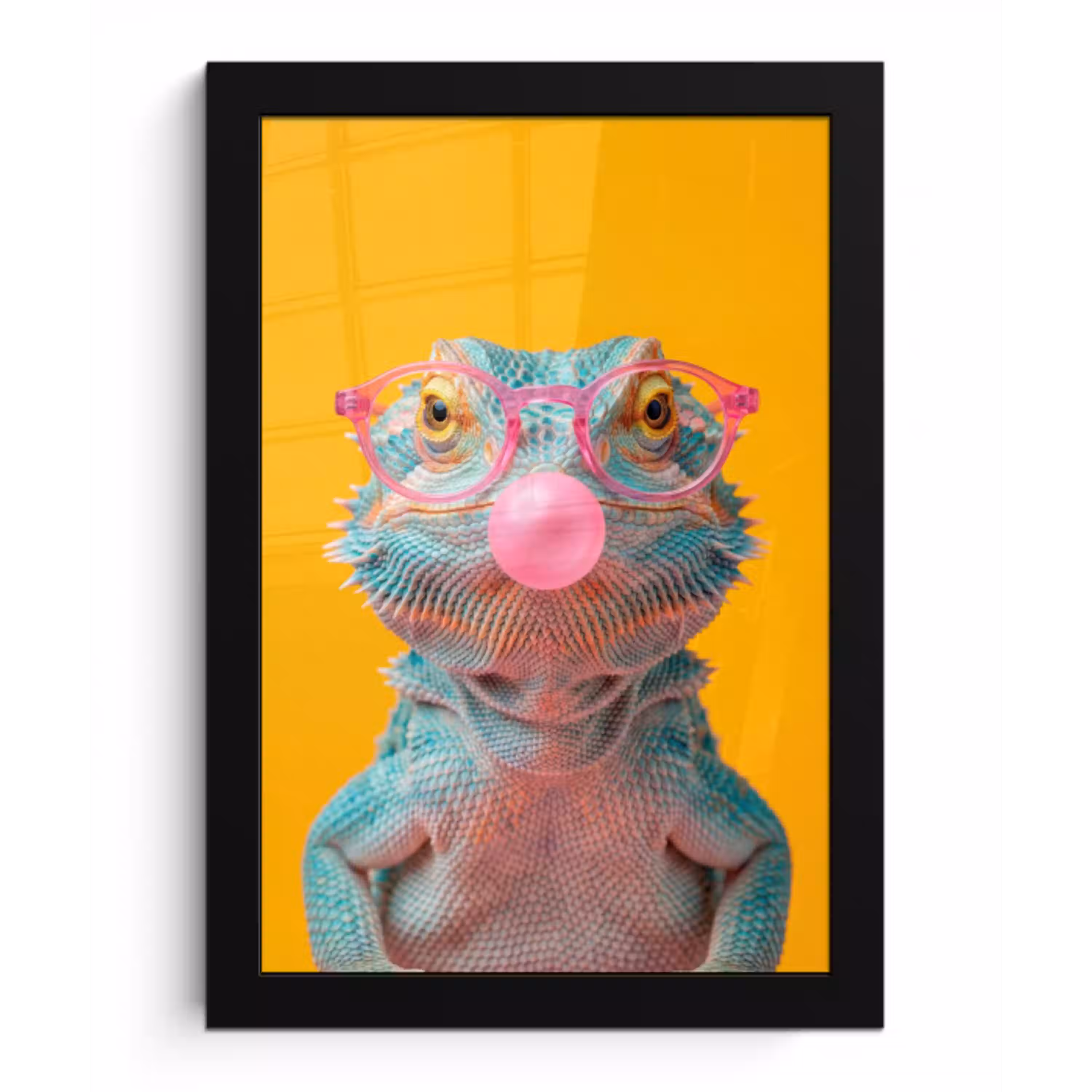 Kameleon - Kauwgom - Kleurrijk fotolijst zwart zonder passe partout klein -3d