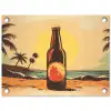 Bierfles - Zonsondergang - Palmbomen - Zee tuinposter los doek klein -3d