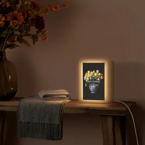 Quotes - Bloem - Tulp - Geel Light Box met kabel (Tafellamp) klein -sfeer4