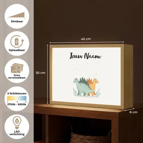 Planten - Sterren - Dinosaurussen - Oranje Light Box met batterij (Wandlamp kind) middel -USP_websiteoverzichtNL