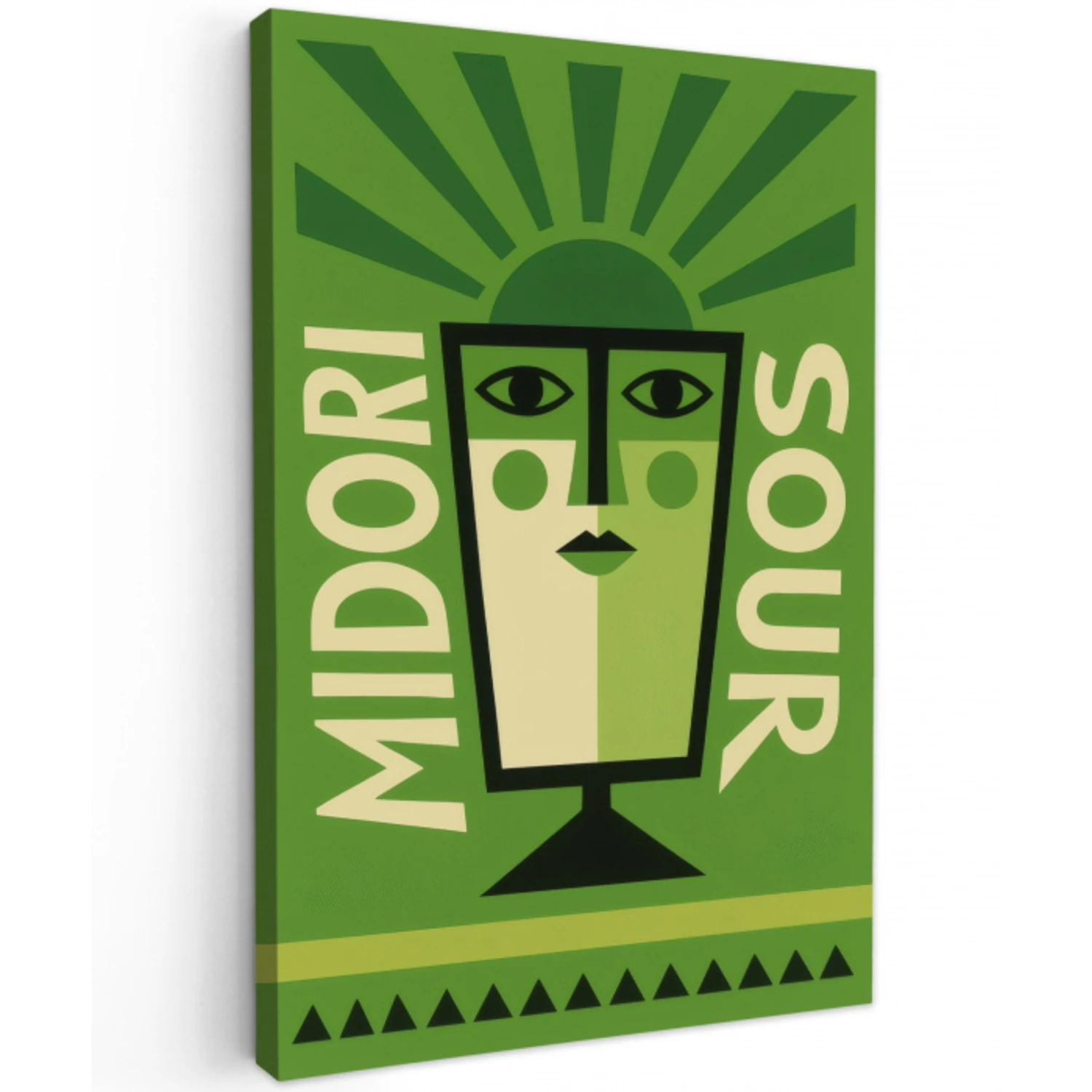 Grafisch - Art - Cocktail - Groen Tuinposter op houten frame 2 cm dik klein -3d