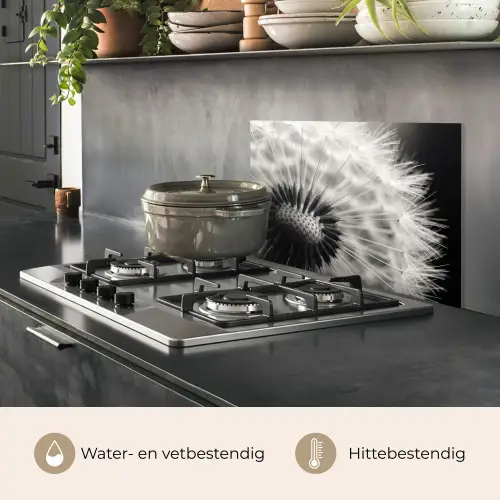 Paardenbloem - Zwart - Wit keuken achterwand spatscherm klein -usp_NL