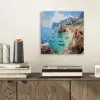 Kustdorp - Schilderij - Rotsen - Boten aluminium wit klein -sfeer1