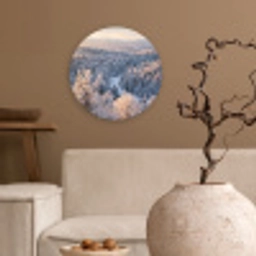Bos - Bergen - Goud - Winter - Warm Wandcirkel kunststof plaat 5mm dik klein -sfeer1