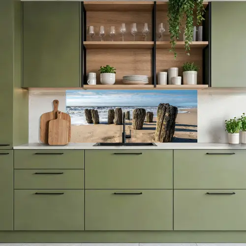 Zand - Strand - Paal - Water - Zomer keuken achterwand 2 middel -sfeer3