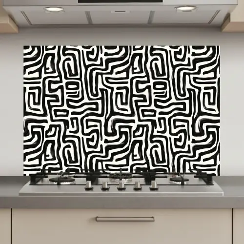 Grafisch - Lijnen - Zwart - Wit keuken achterwand spatscherm klein 900 -3d_website