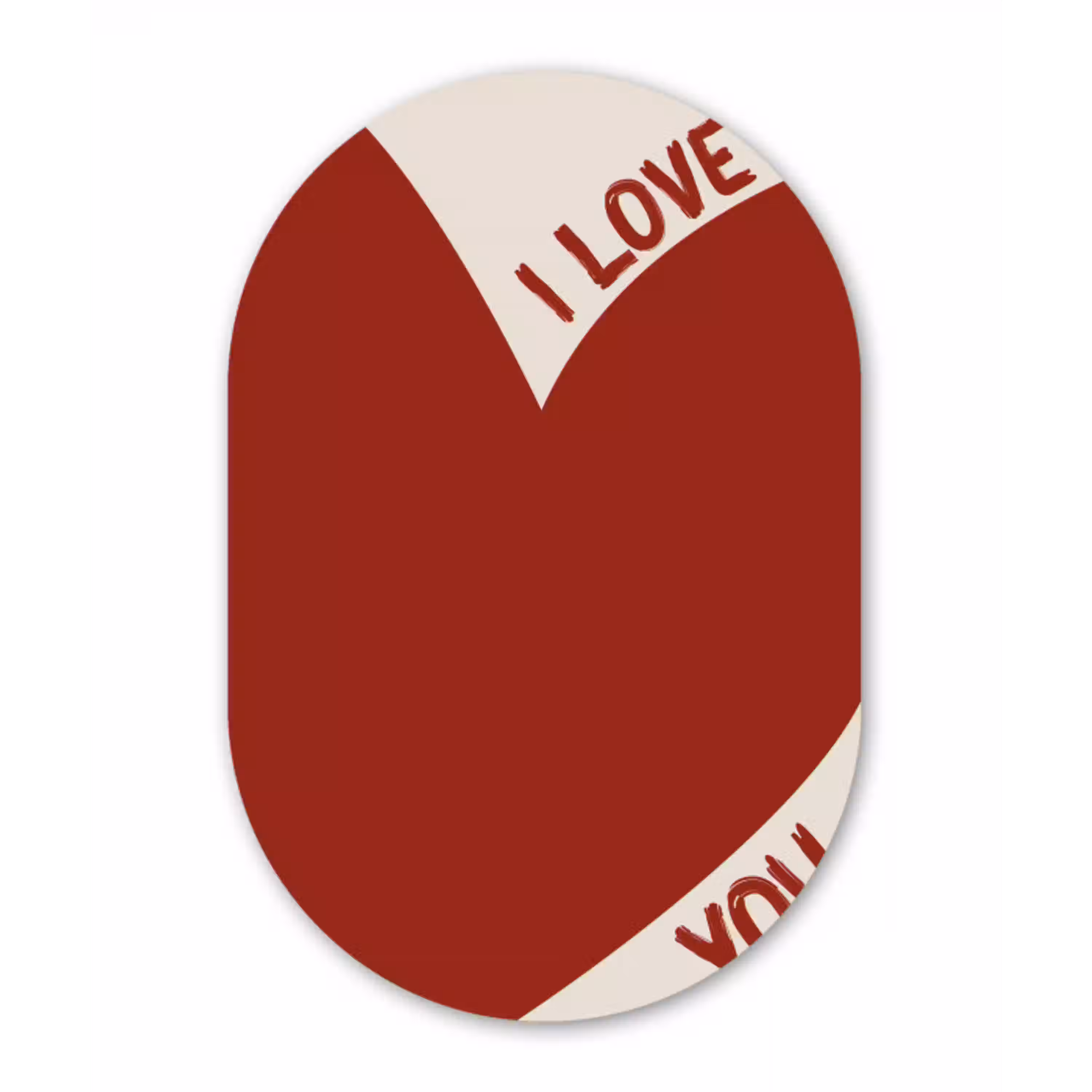 Loveyou - Rood - Hart Wandcirkel Ovaal Glas middel -3d