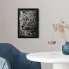 Luipaard - Zwart - Wit - Oog fotolijst zwart zonder passe partout klein -sfeer4