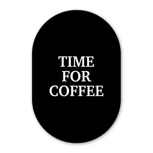 Quotes - Letters - Koffie - Zwart Wandcirkel Ovaal Glas middel -3d