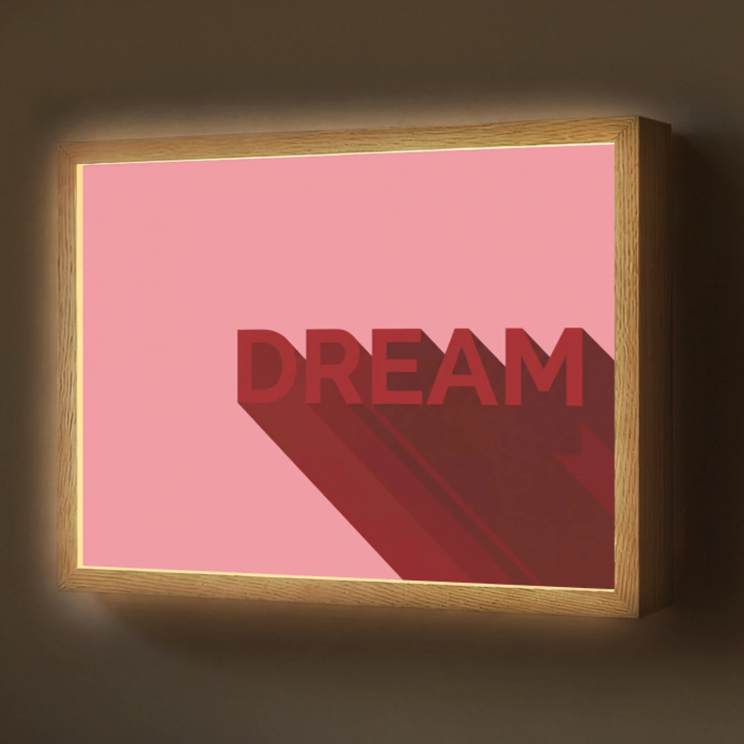 Dream - 3D - Rood - Roze Light Box met batterij (Wandlamp) middel -z3d_website