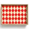 Golvend patroon - Retro - Rood - Beige Dienblad Rechthoek middel 911 -z3d_shopping