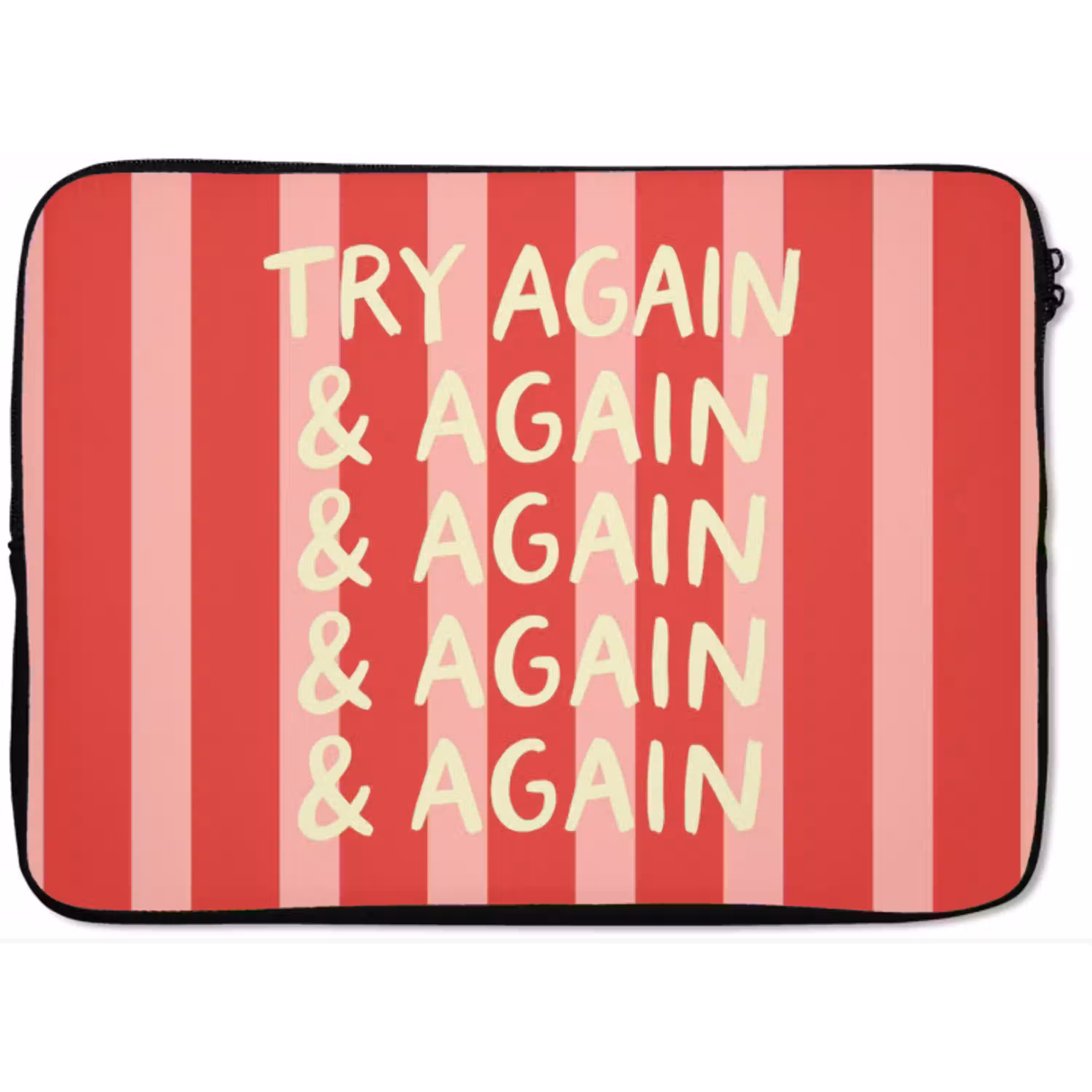 Strepen - Rood - Try again laptophoes neopreen klein -zkaufland3dotto