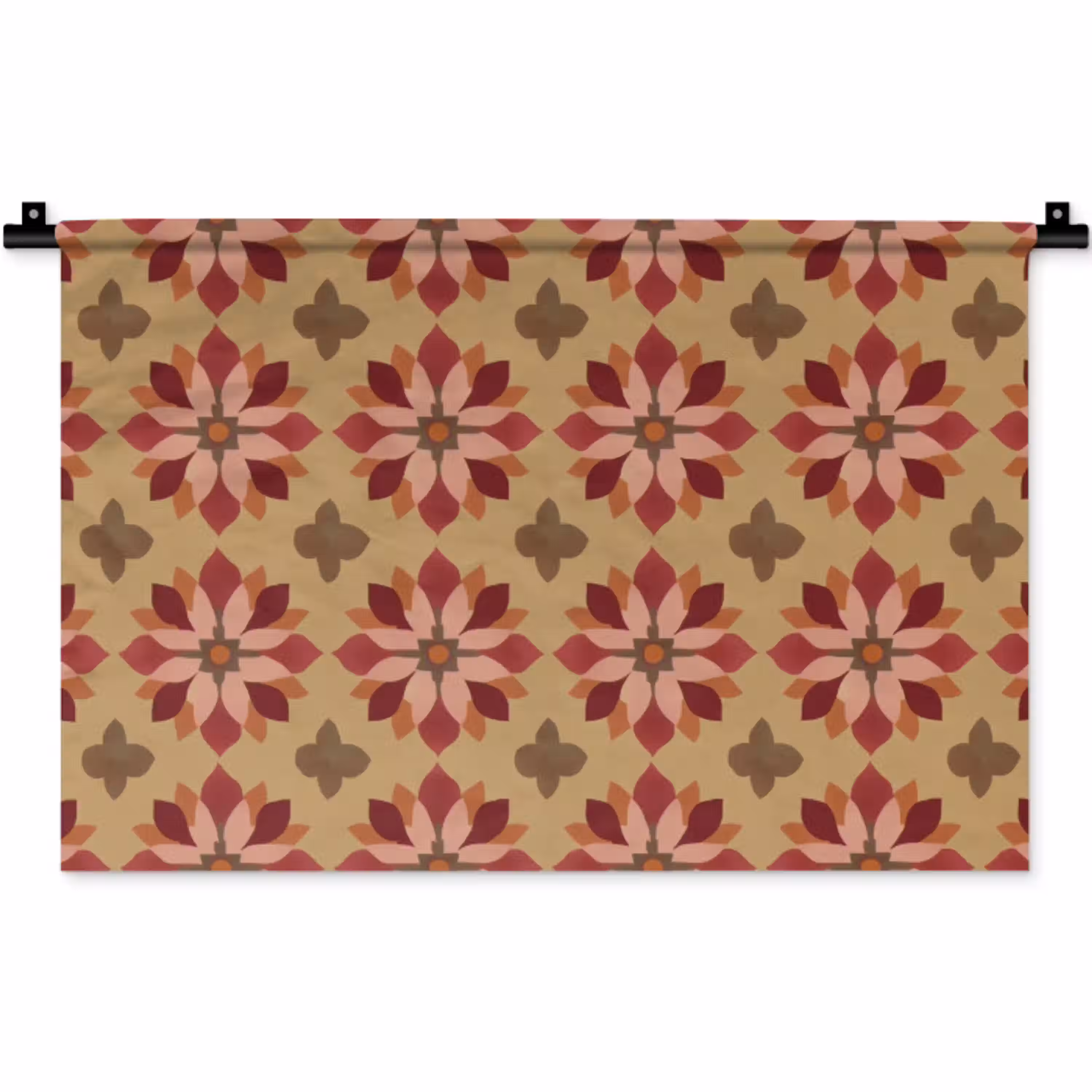 Bloemen - Retro - Groen Wandkleed katoen klein 269 -zz3d