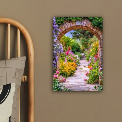 Doorkijk - Bloemen - Pad - Natuur canvas 2cm klein -sfeer3