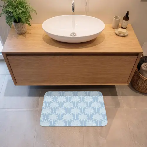 Palmboom - Modern - Blauw Badmat klein 997 -sfeer1