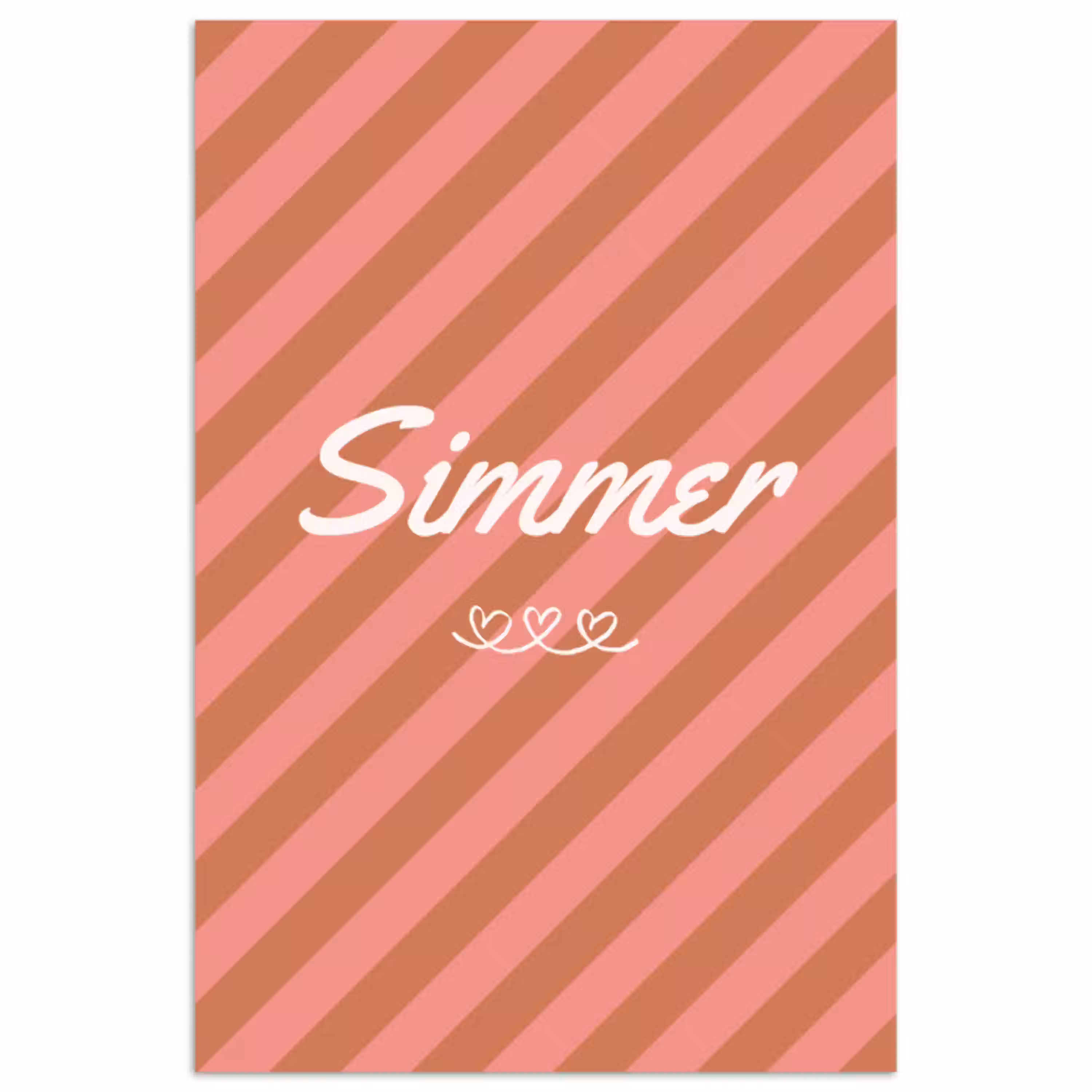 Simmer - Hartjes - Strepen - Roze poster papier klein -3d