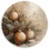 Kerst - Kerstballen - Beige - Goud Wandcirkel kunststof plaat 5mm dik klein -3d