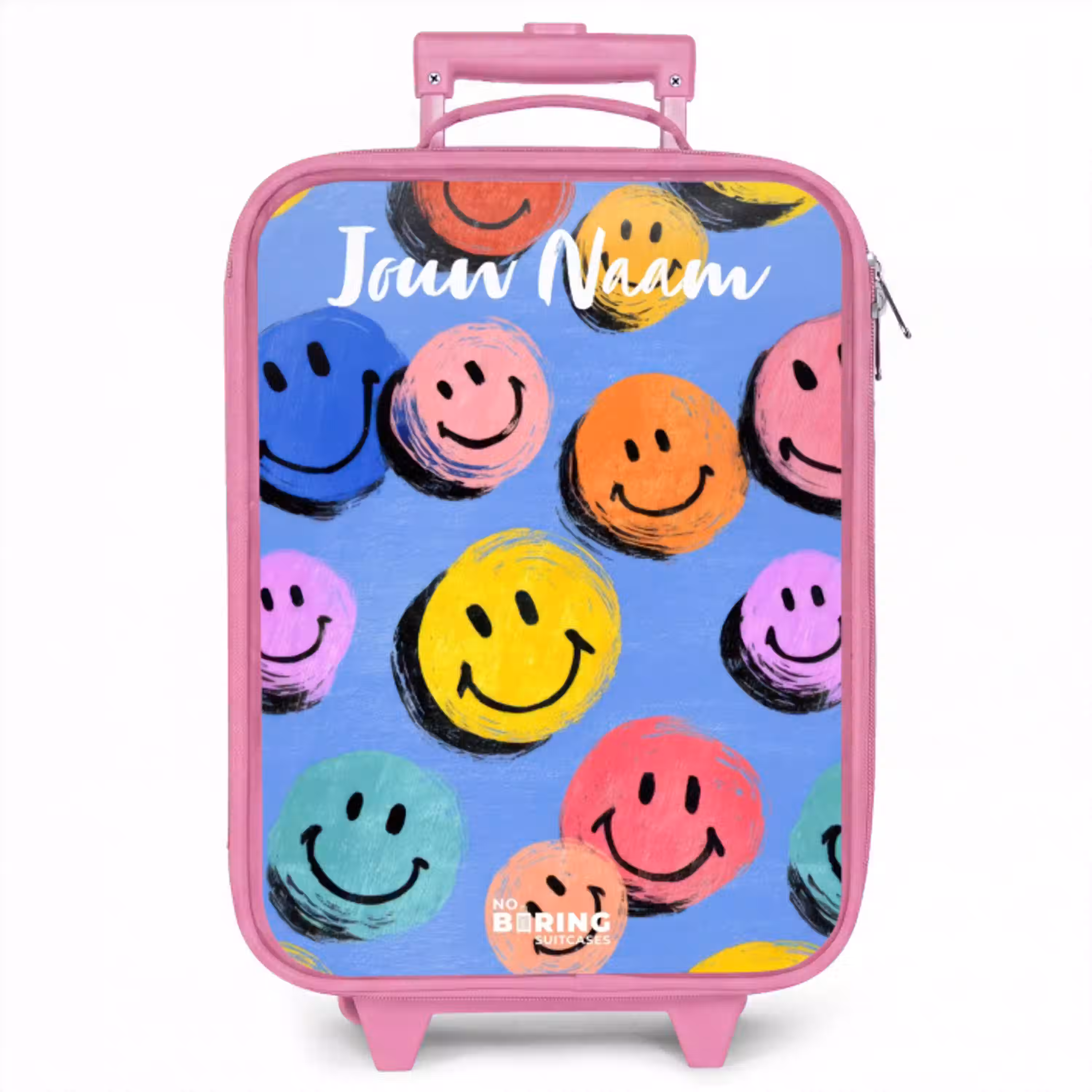 Een speels en kunstzinnig patroon van kleurrijke smileys Kinderkoffer - Roze klein -zzz_website3d