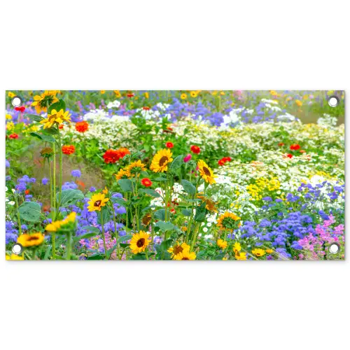 Zomerbloemen in volle bloei tuinposter los doek klein -3d