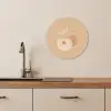 Perzik - Lijntekening - Pit - Beige KitchenYeah - Keuken - Wandcirkel Forex klein -sfeer3