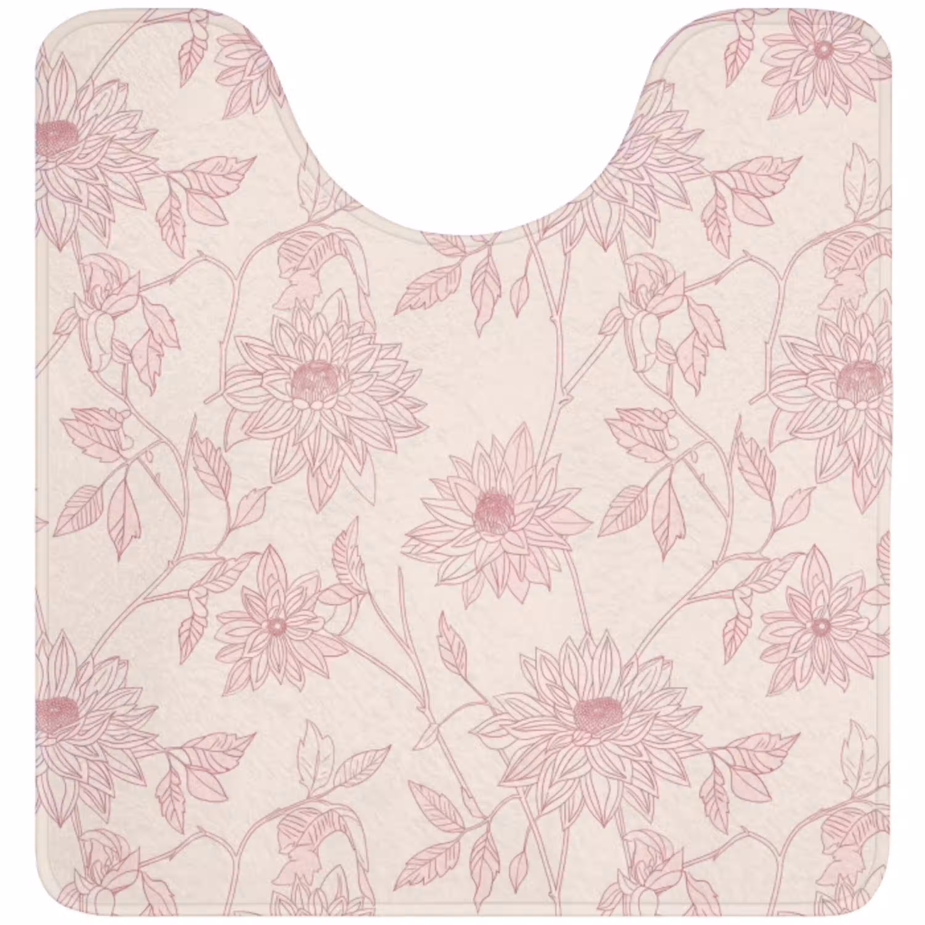 Oudroze - Dahlia's - Lijntekening - Patroon WCmat U-uitsnede middel 1014 -3d
