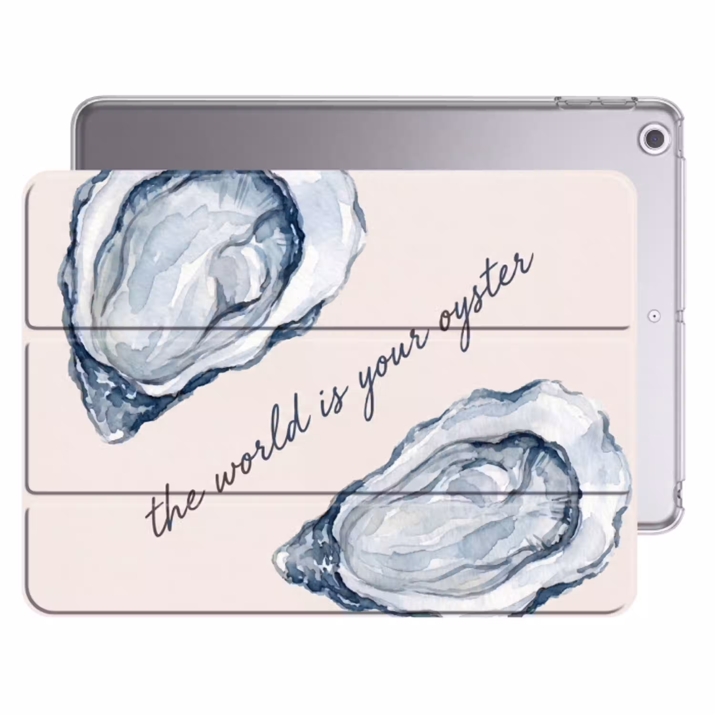 Zeeleven - Oester - Aquarel - Minimalistisch - Blauw Apple iPad 2017 middel -threedimensional_3d_global