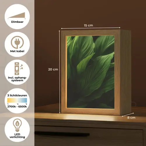 Bladeren - Schaduw - Groen - Textuur Light Box met kabel (Tafellamp) klein -USP_NL