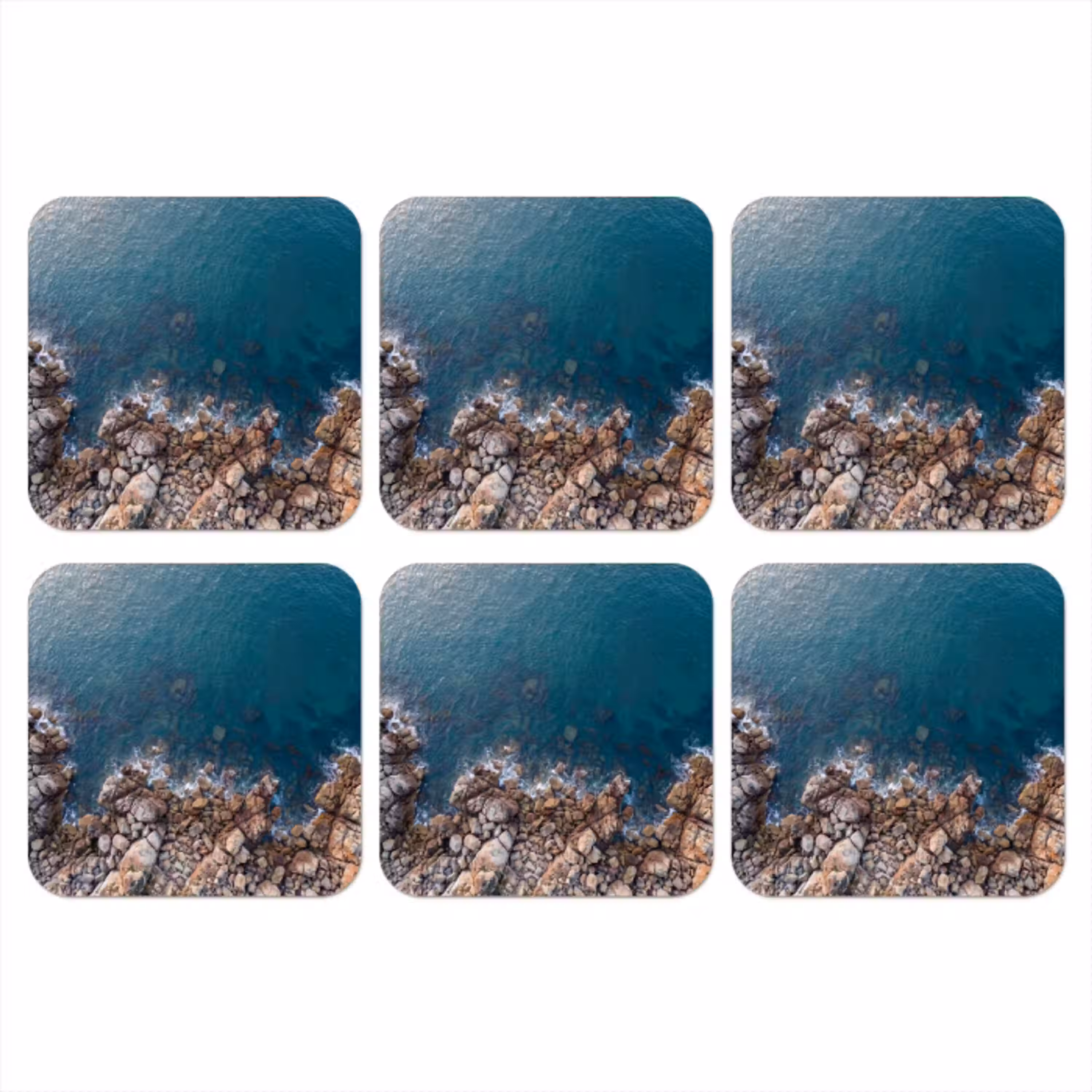 Zee - Kustlijn - Natuur - Abstract - Blauw onderzetter kurk middel -3d