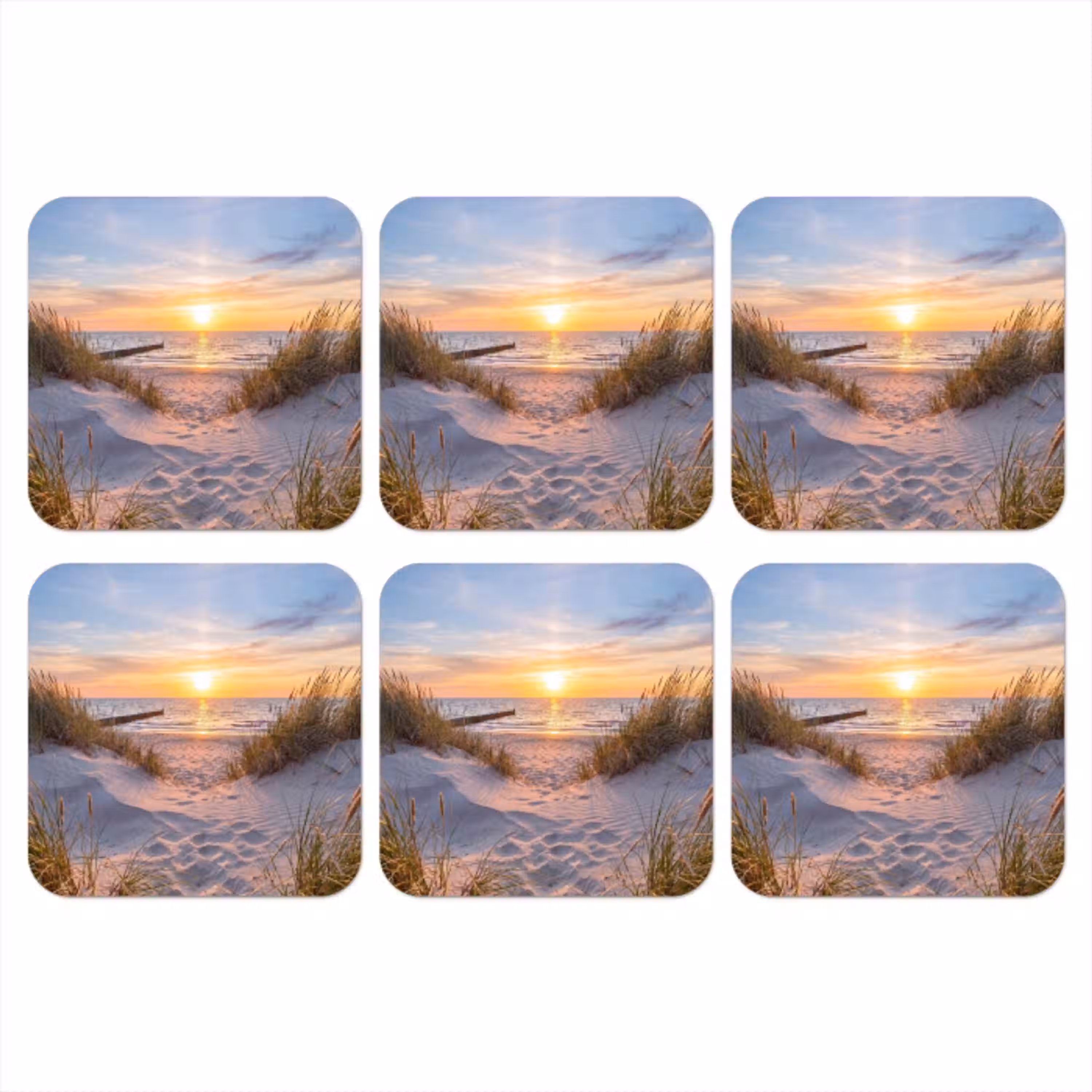 Strand - Zonsondergang - Natuur - Landschap onderzetter kurk middel -3d