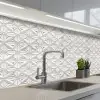 3D - Tegel - Bloem - Reliëf - Wit keuken achterwand 2 middel 871 -3d_schuin