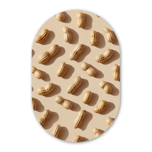 Pinda's - Patroon - Beige Wandcirkel Ovaal Glas middel -3d