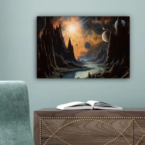 Gebergte - Rafijn - Rivier - Planeten canvas 2cm klein -sfeer4