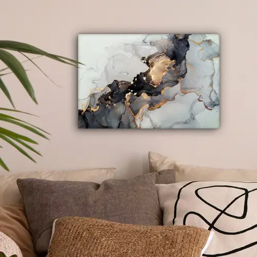 Zwart - Marmer - Luxe - Goud canvas 2cm klein -sfeer1
