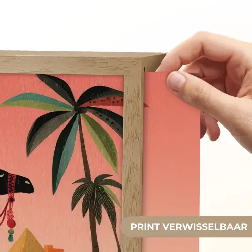 Kameel - Gekleurd tapijt - Duinen - Rode zon Light Box met batterij (Wandlamp) middel -USP_websiteprintNL