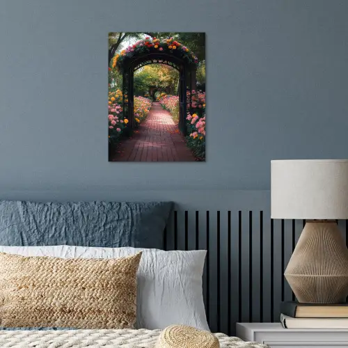 Doorkijk - Bloemen - Pad - Natuur - Kleurrijk poster papier klein -sfeer2