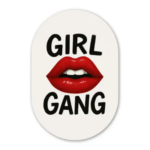 Lip - Girl - Rood - Letters Wandcirkel Ovaal Forex klein -3d