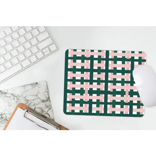 Vlechtpatroon - Groen - Roze - Grafisch muismat rubber klein 262 -witbureau