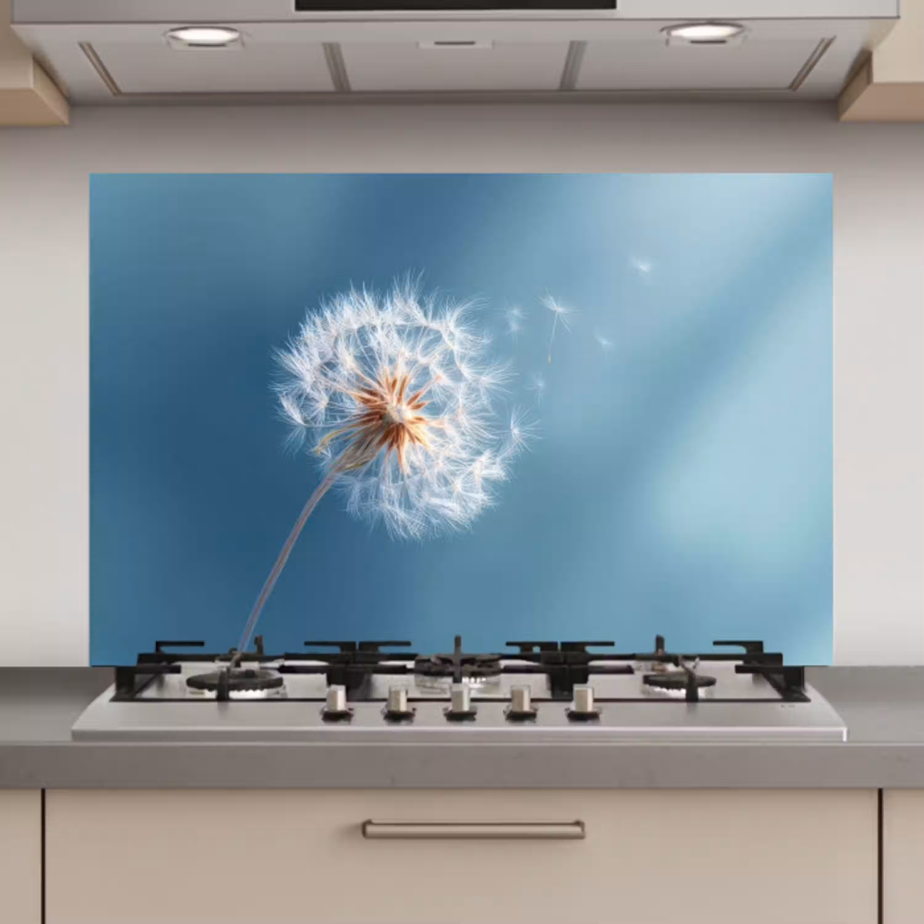 Paardenbloem - Wind - Blauw keuken achterwand spatscherm klein -3d_website