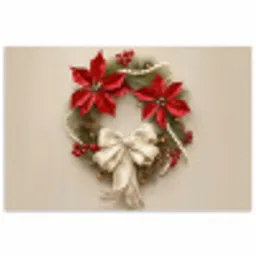 Deurkrans - Strik - Kerst - Rood - Groen poster papier klein -3d