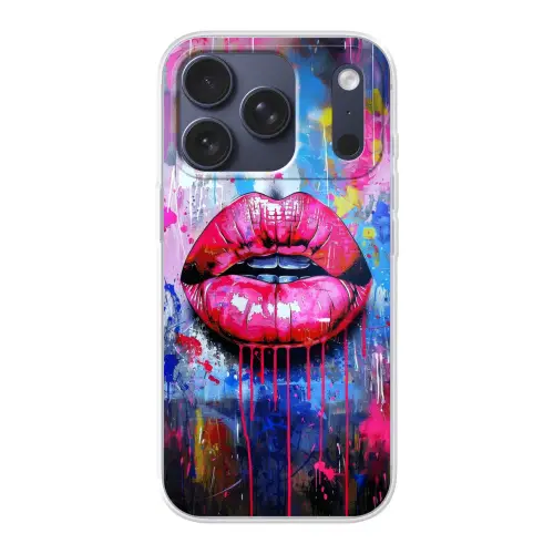 Graffiti - Lippen - Felroze - Geschilderd Telefoonhoesje iPhone 17 Pro klein -3d