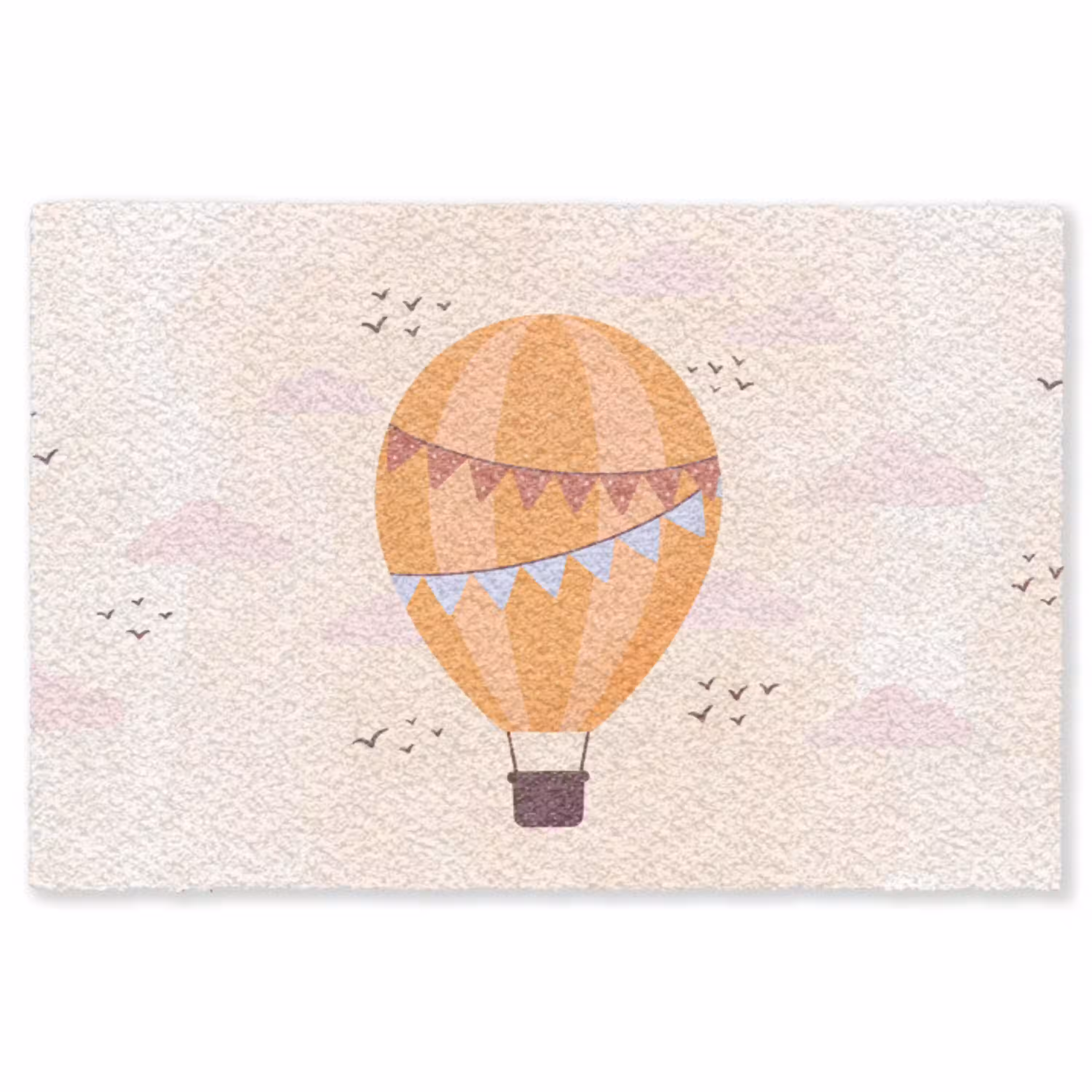 Luchtballon - Slingers - Avontuur - Illustratie - Oranje Vloerkleed Rechthoek klein -3d