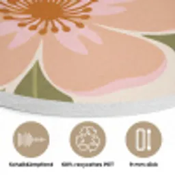 Grafisch - Bloemen - Roze Akoestische PET Vilt - Rond klein -closeup_DE
