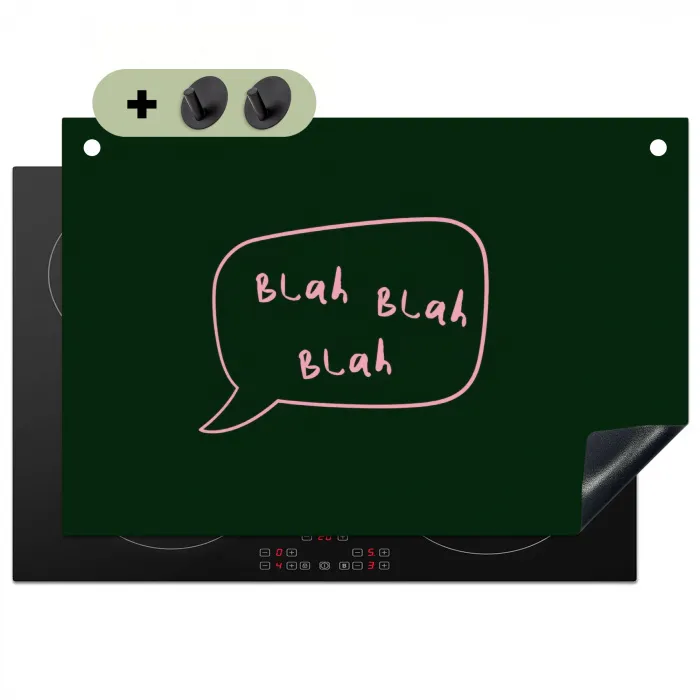 Tekstwolkje - Donkergroen - BLAH BLAH BLAH Inductie beschemer met haakjes klein -3d