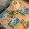 Berg - Skyline - Strand - Water Placemat vinyl groot -zzsfeer5_Kitchenyeah-website