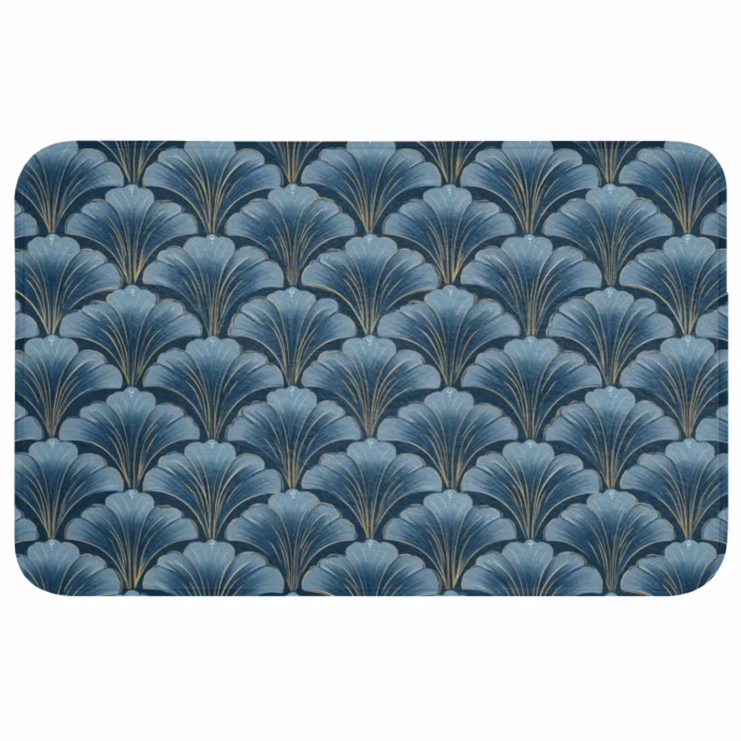 Patroon - Ginkgoblad - Blauw WCmat middel 1009 -3d
